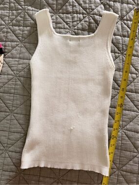 Classic White Ribbed Square-Neck Tank Top